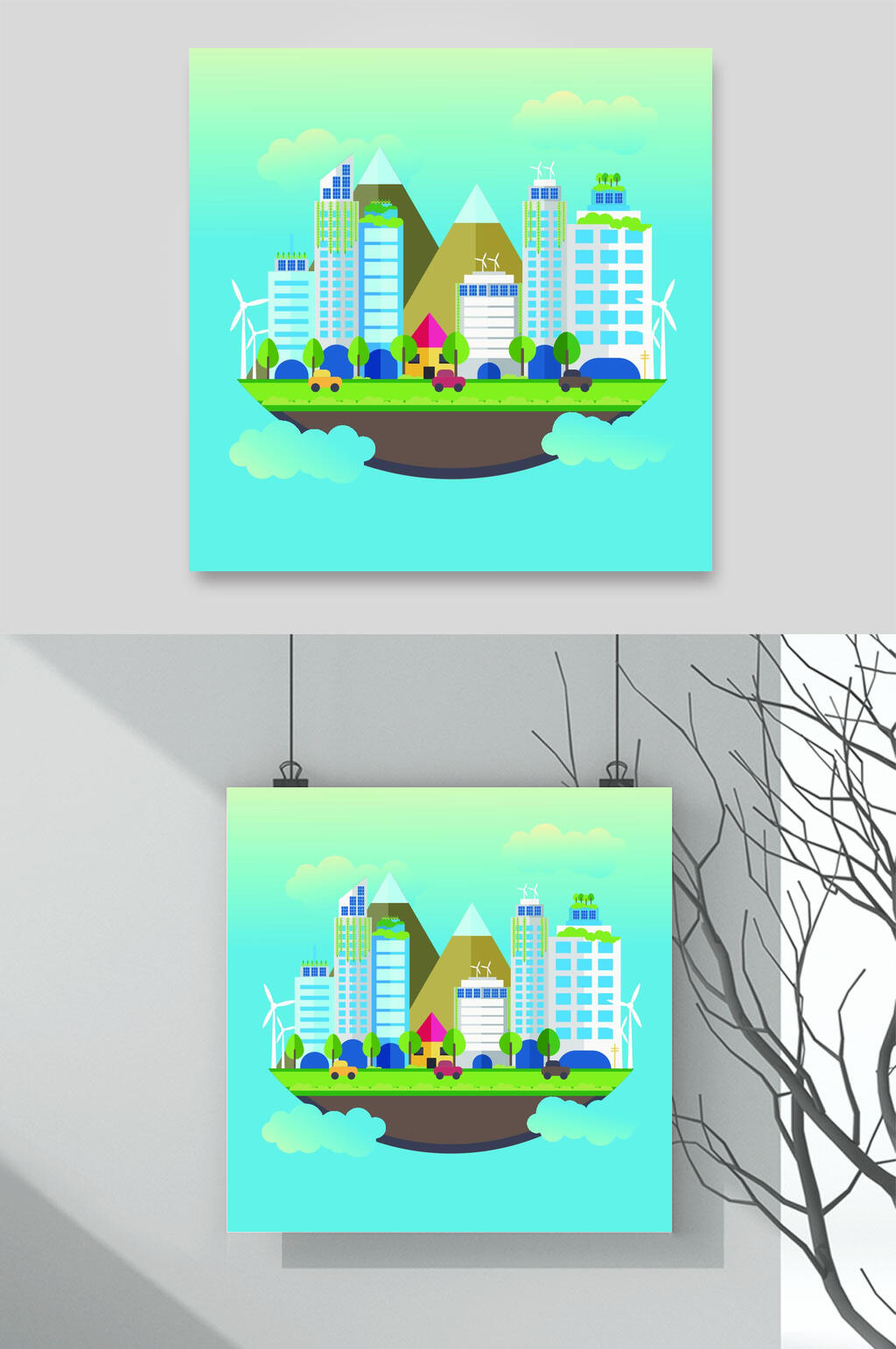 卡通都市建筑矢量素材设计元素素材