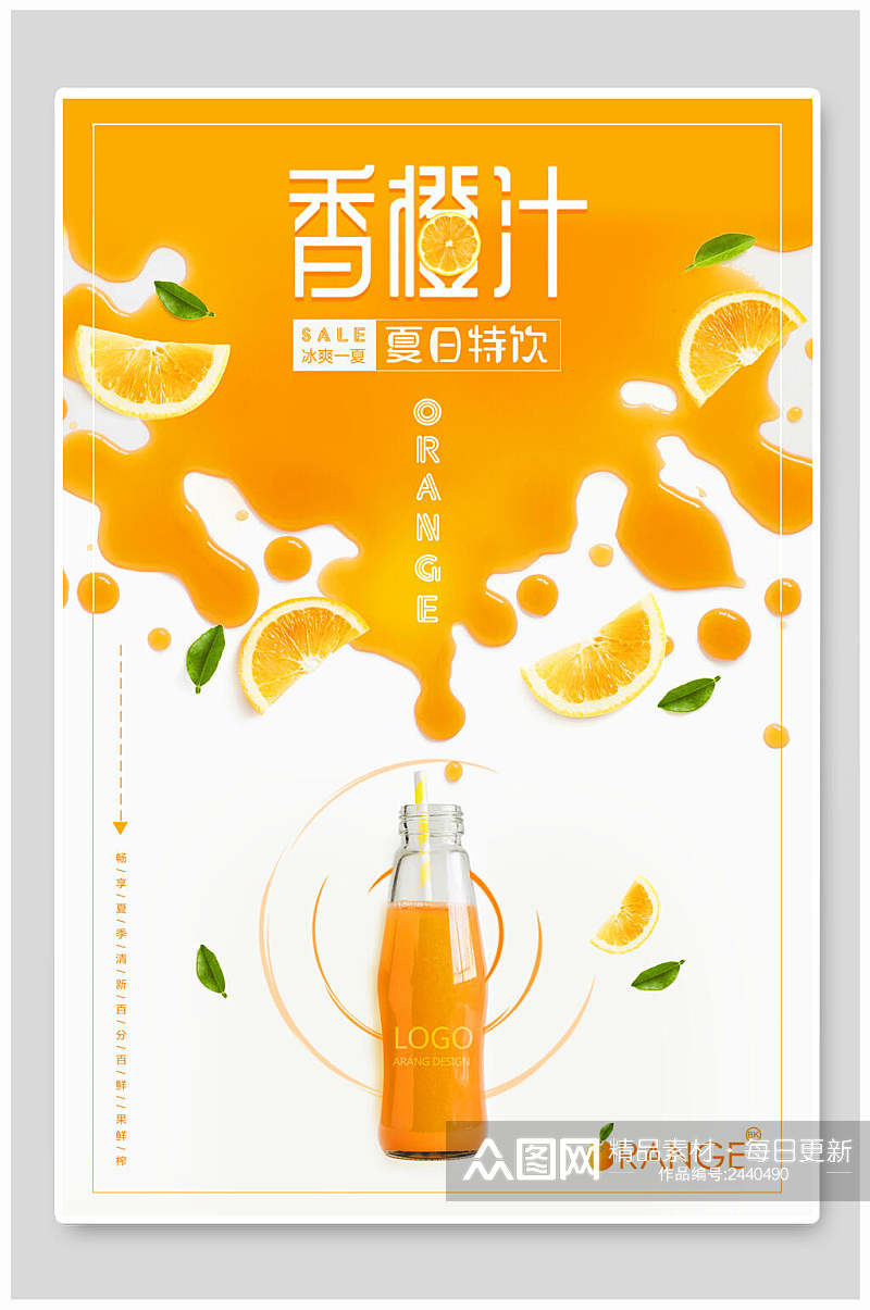 创意美味鲜橙汁果汁饮品海报素材