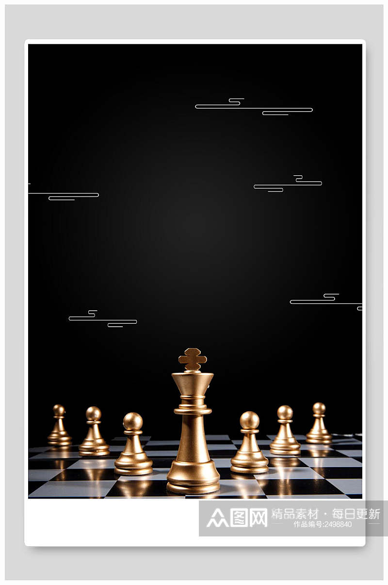 金色国际象棋倒计时海报背景素材