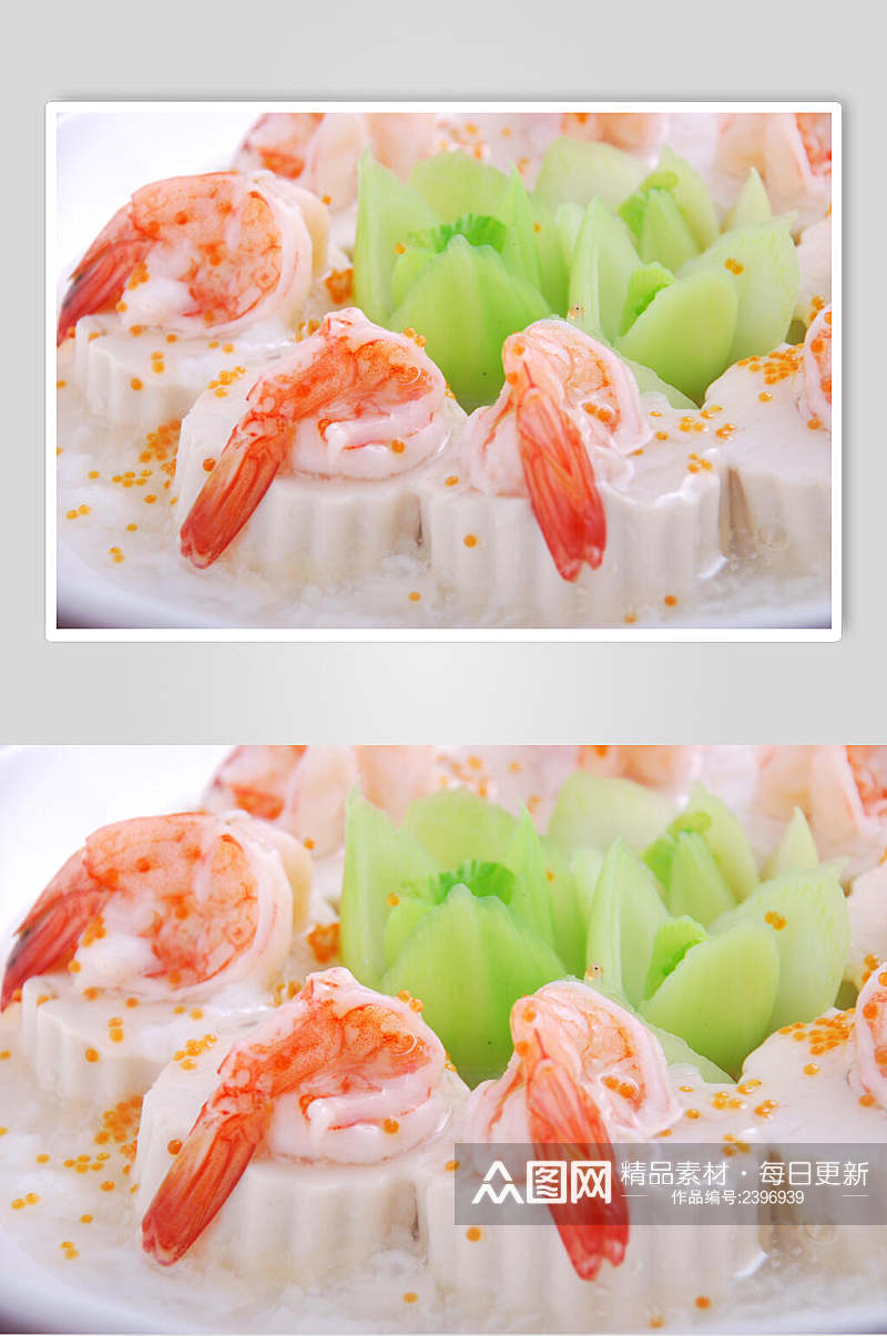 粤菜鲜虾蟹子蒸豆腐食物高清图片素材