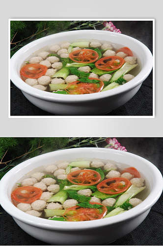 生汆丸子汤食物高清图片