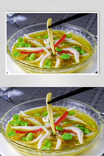 酸菜蚕豆烩面鱼食物图片