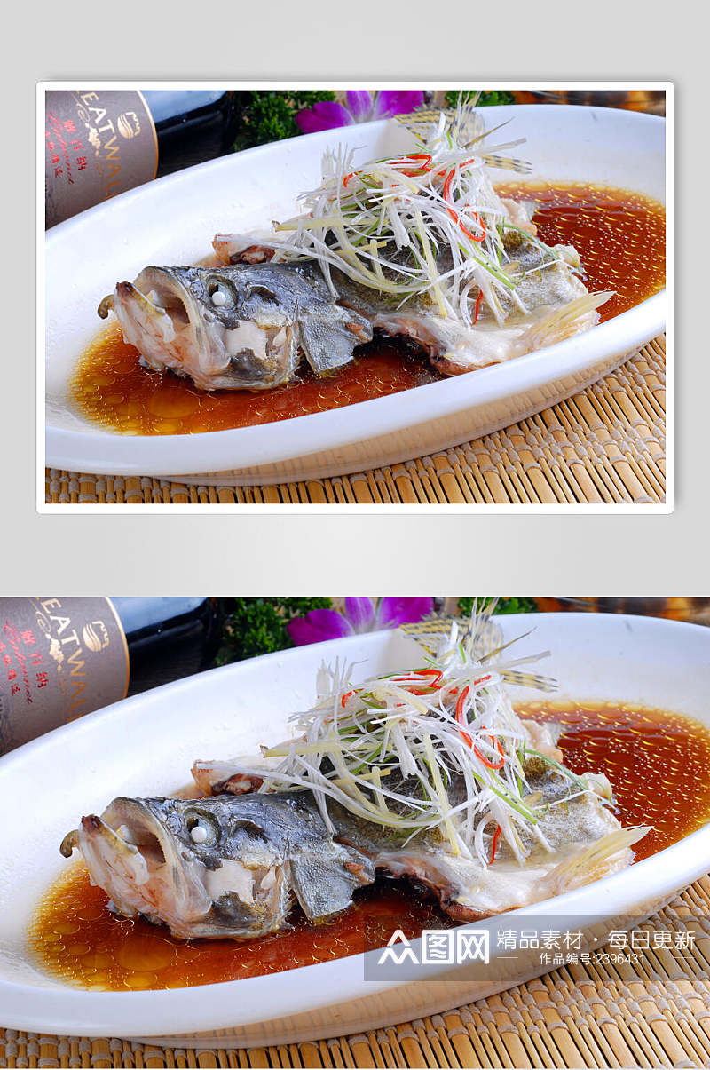 热菜清蒸桂鱼食物图片素材
