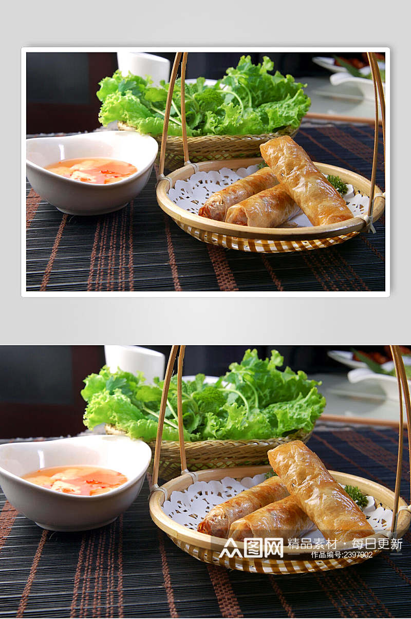 特色小吃越南春卷食物图片素材