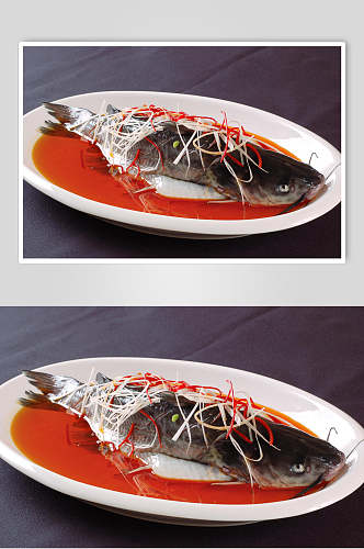 热菜清蒸黔鱼食物图片