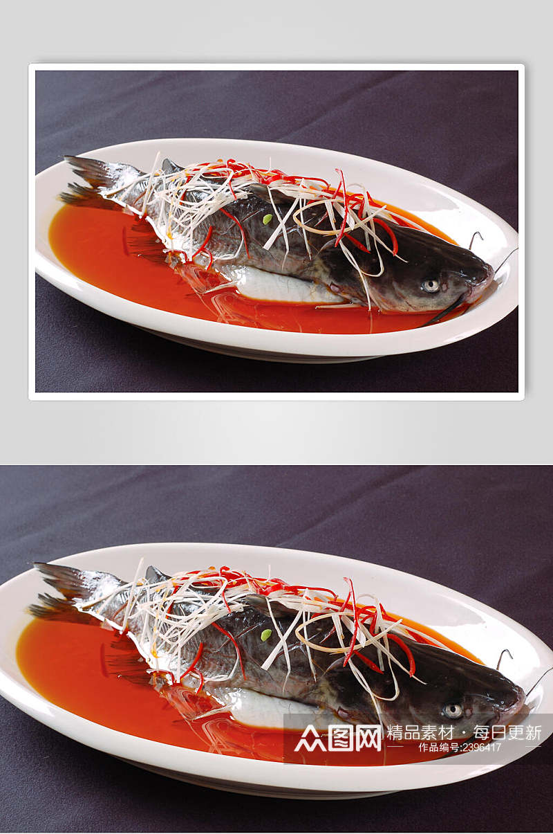 热菜清蒸黔鱼食物图片素材