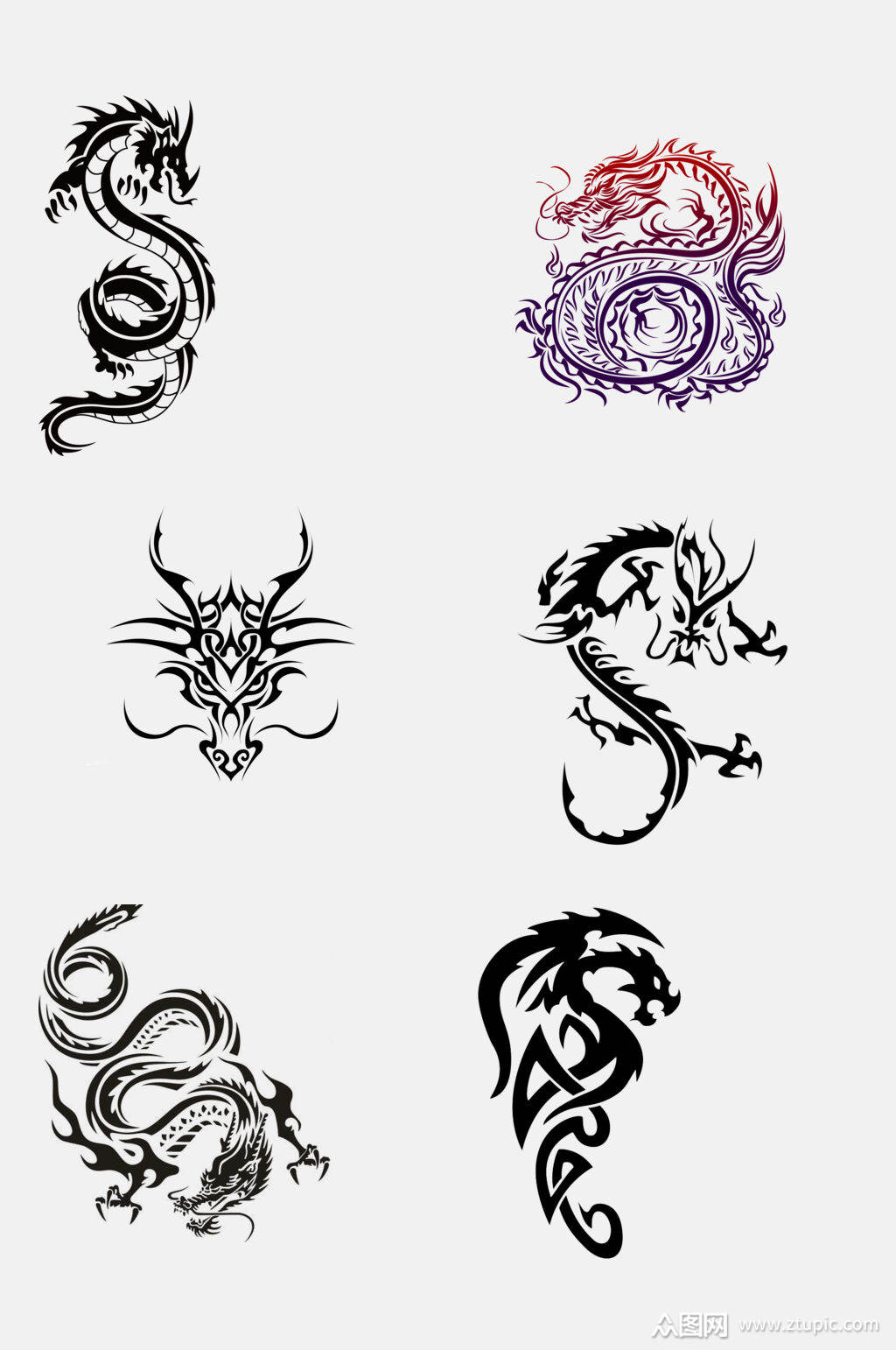 炫彩中国风龙纹图案免抠素材素材