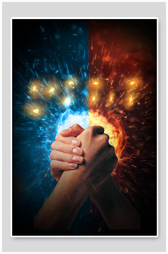 红蓝拳头对决海报背景