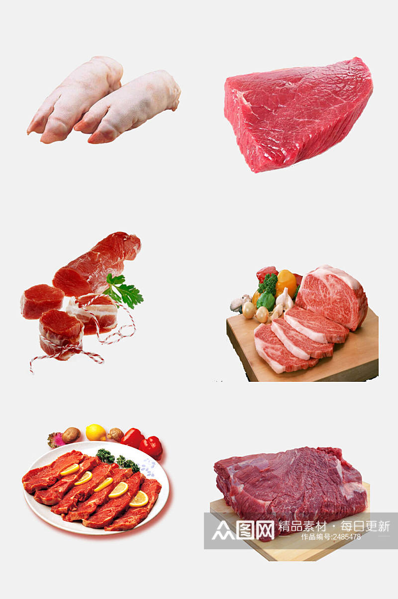 清新新鲜猪肉免抠元素素材