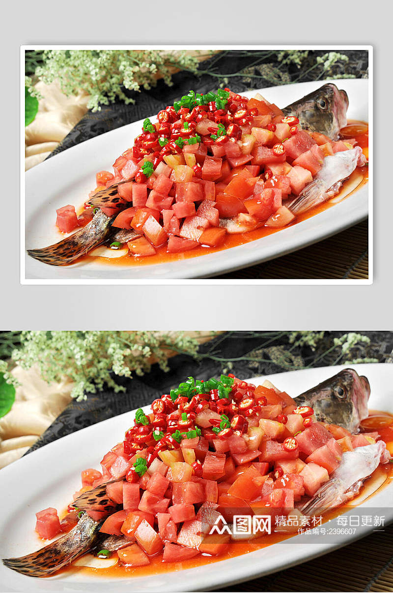 番茄蒸桂鱼食物图片素材