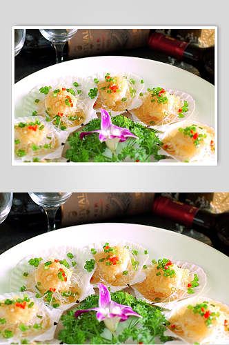 蒜茸粉丝蒸扇贝食物图片