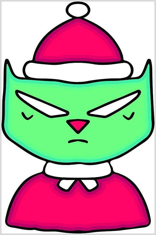 绿猫卡通圣诞节矢量素材