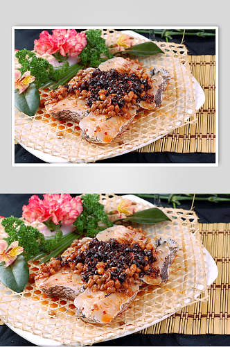 热菜腊八豆蒸鳕鱼食物图片