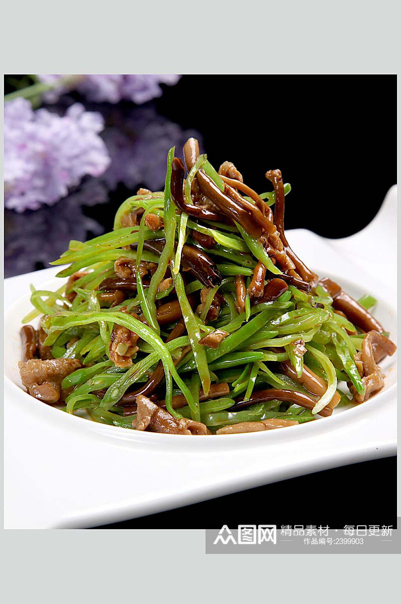 茶树菇拌蜜豆食物高清图片素材