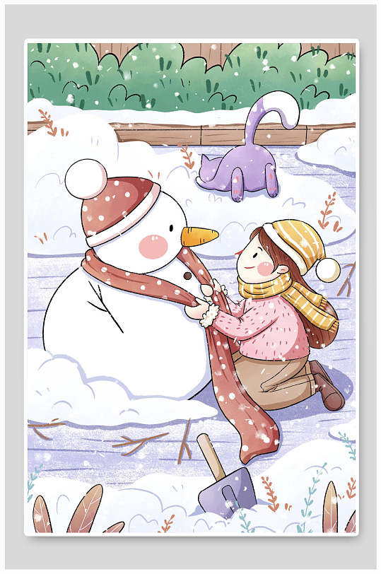 卡通冬天卡通插画素材