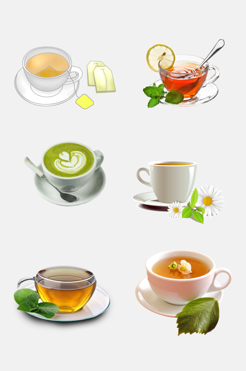 咖啡花茶养生茶茶杯免抠素材素材
