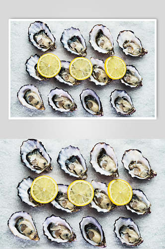 招牌柠檬海鲜牡蛎蛤蜊生蚝食品图片