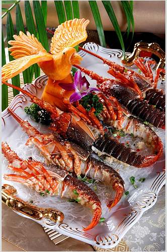 海鲜蒜茸龙虾仔食物高清图片