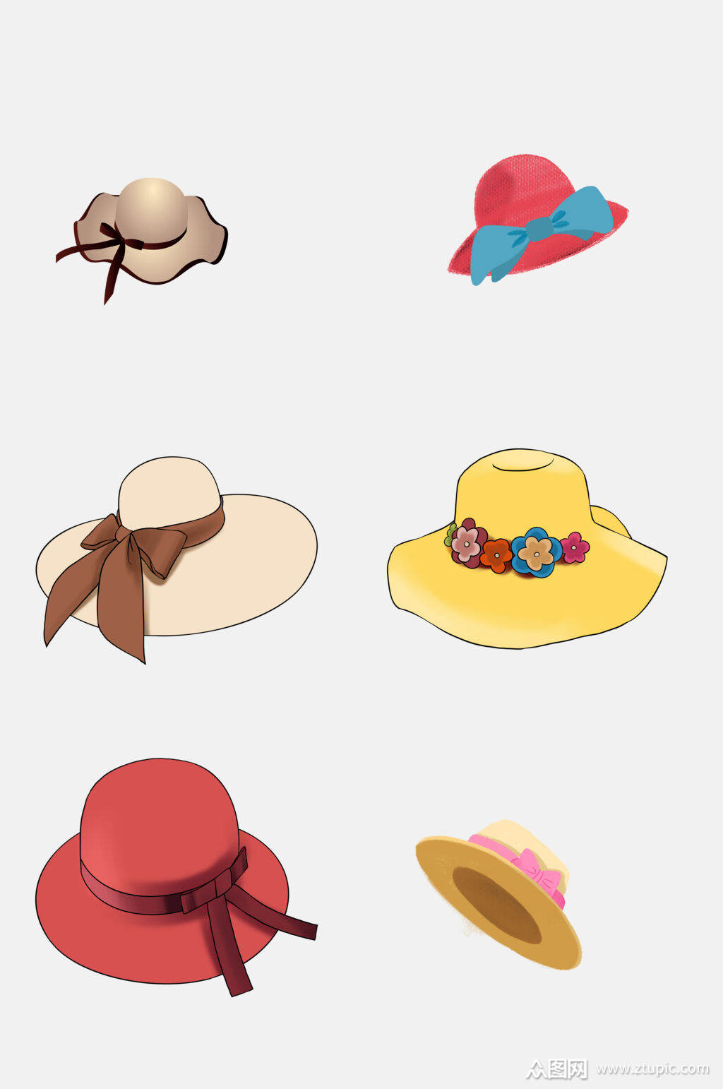手绘女士帽子免抠素材素材免费下载,本作品是由小红1210上传的原创免