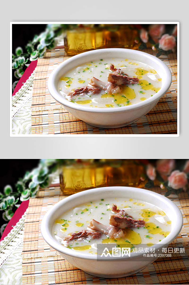 汤菜萝卜棒骨汤食物高清图片素材