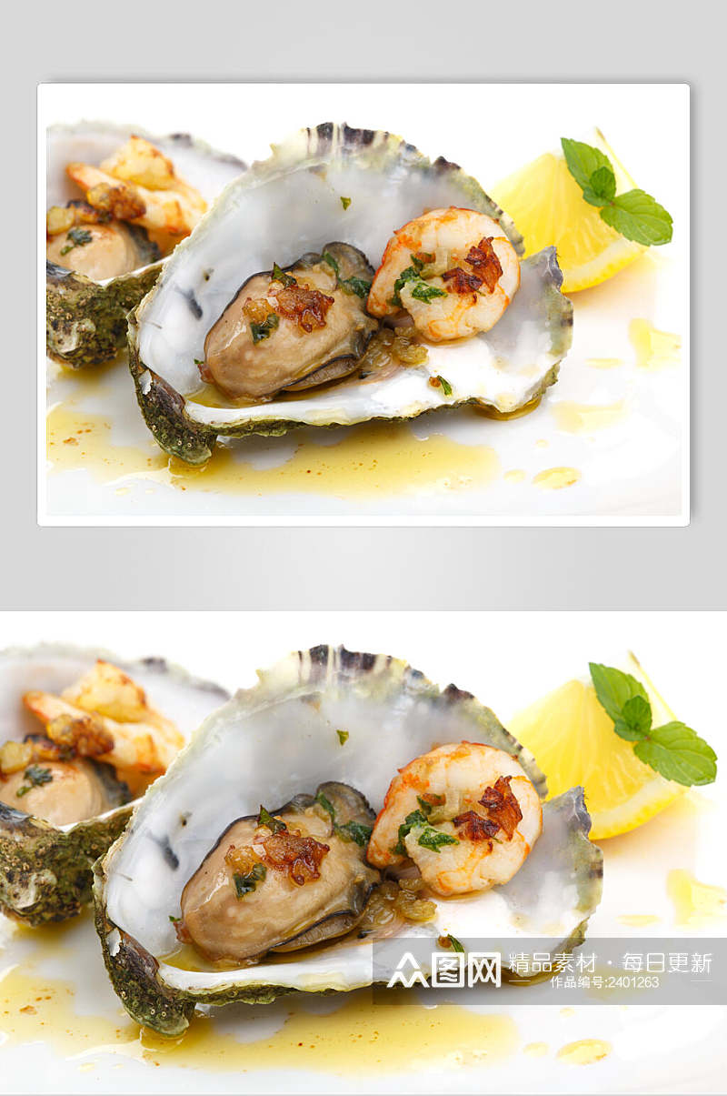 新鲜牡蛎蛤蜊生蚝图片素材