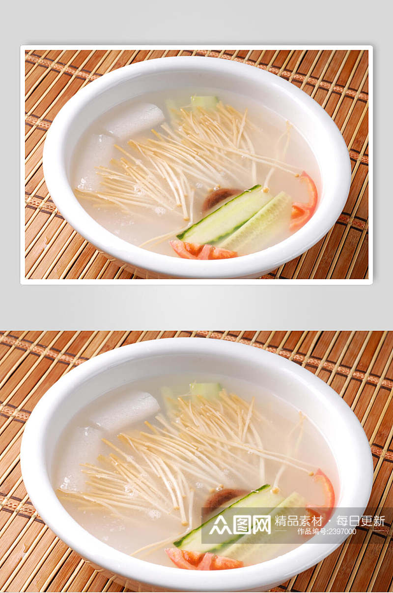 金汁野菌汤食物高清图片素材