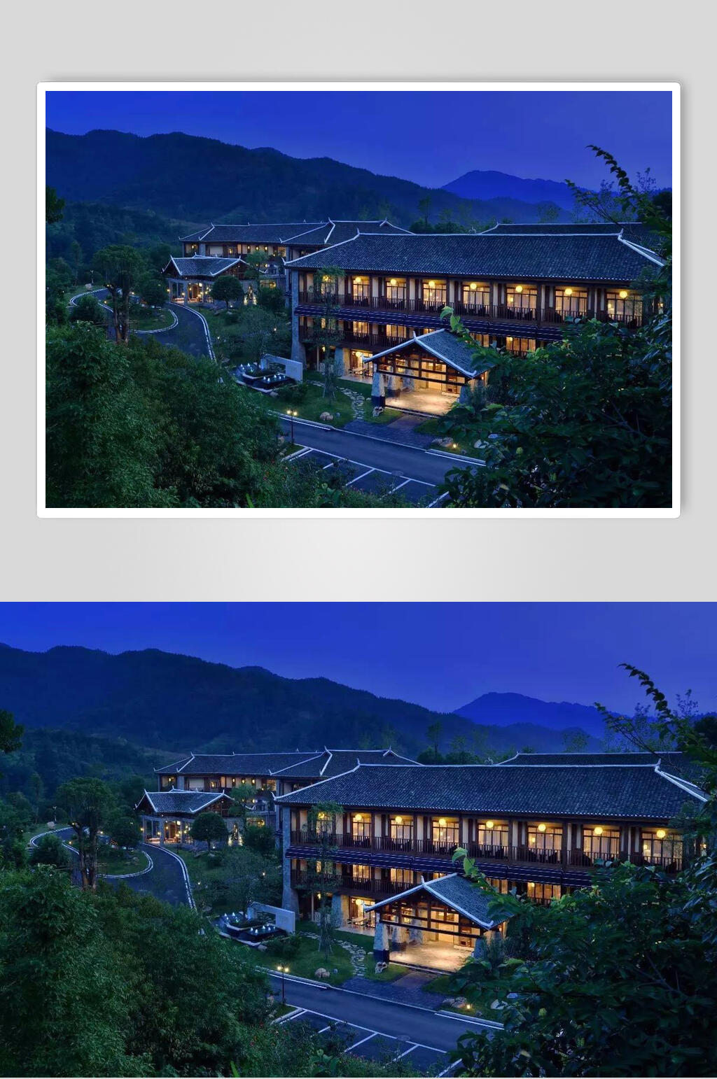 唯美黄丝江边度假酒店夜色图片素材