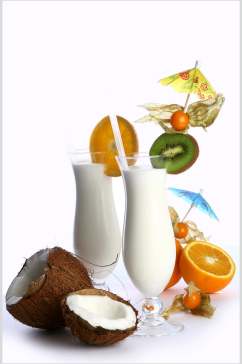 椰汁鲜果饮品食品图片