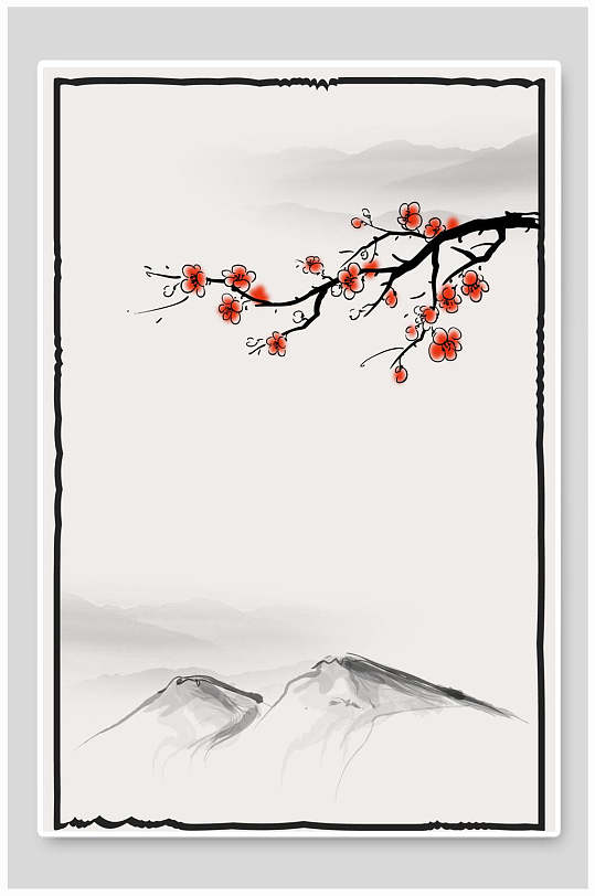 山梅花国风背景-众图网