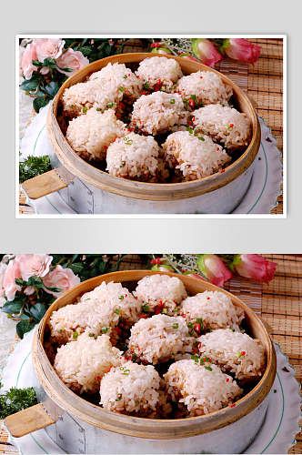 鲜香蒸菜糯米排骨食物图片