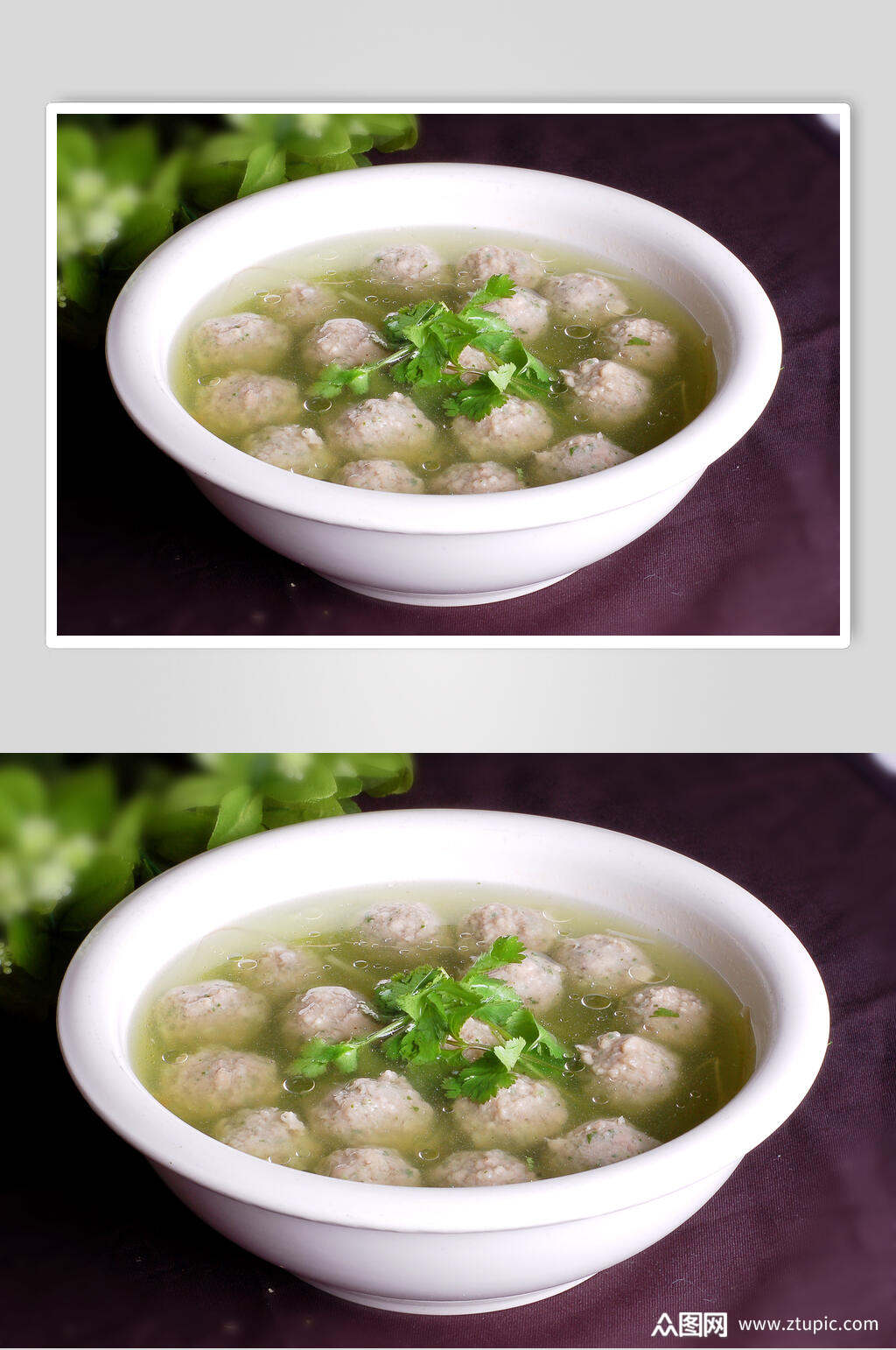 热菜香菜丸子汤食物高清图片素材