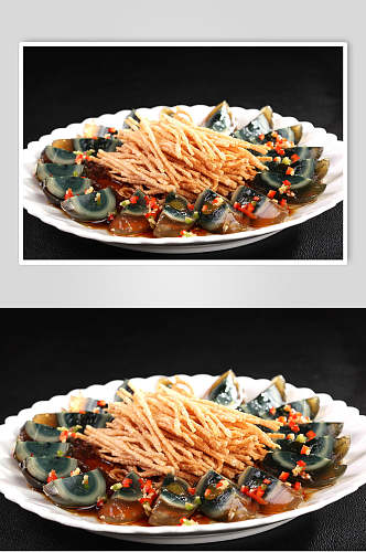 金针菇凉拌皮蛋摄影食品图片