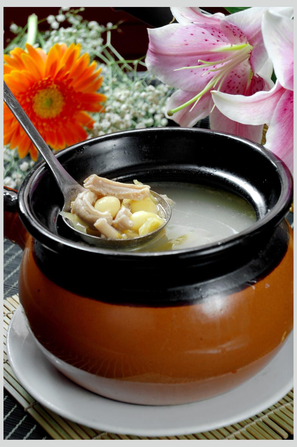 白果肚条汤食物高清图片素材