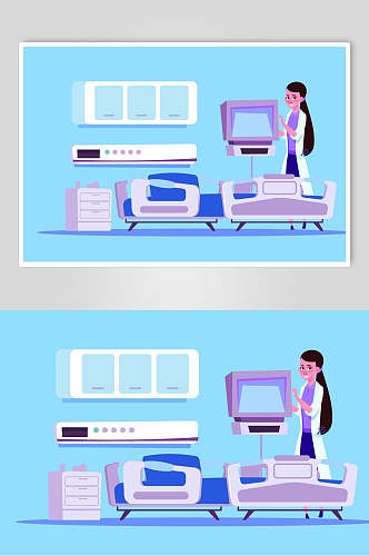 医院人物办公场景插画素材设计元素