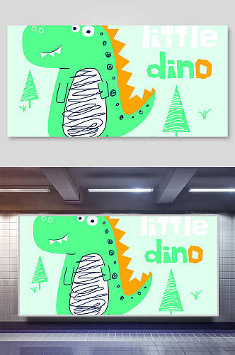 可爱涂鸦恐龙矢量插画素材