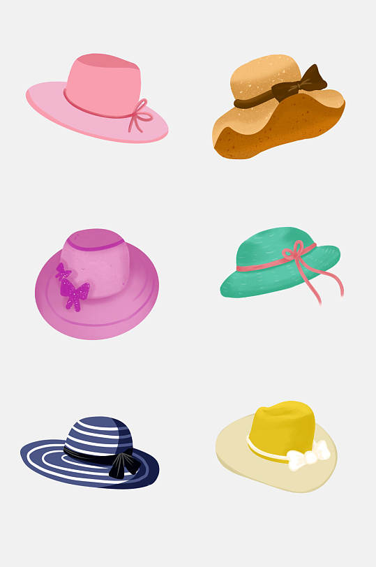时尚唯美卡通手绘帽子免抠素材