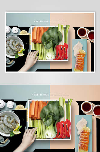 创意蔬菜美食摆盘海报