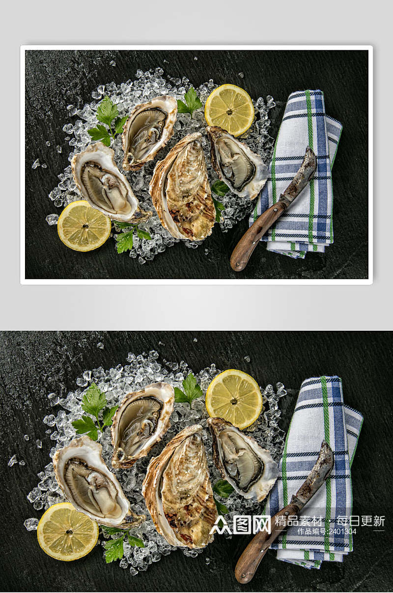 冰镇牡蛎蛤蜊生蚝食品图片素材