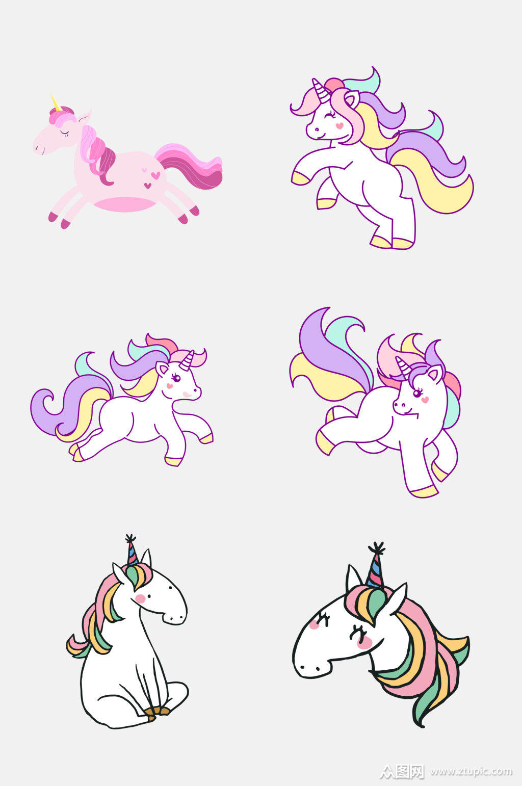 可爱时尚独角兽免抠元素素材