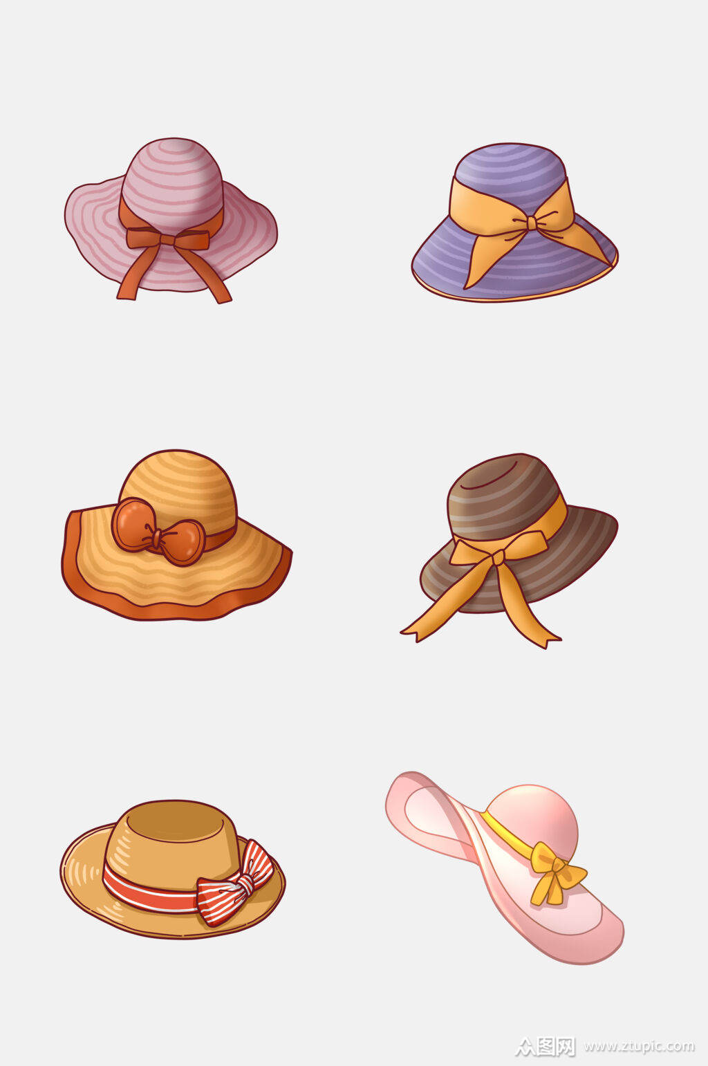 夏季卡通手绘帽子免抠素材