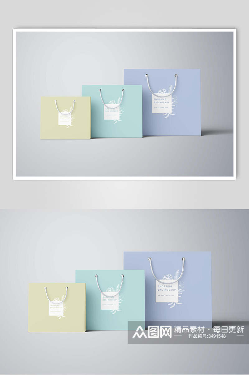 彩色手提袋品牌形象袋样机设计素材
