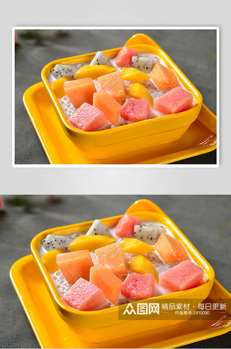 清新清凉夏日水果捞甜品图片素材
