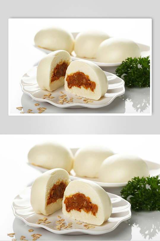 莲蓉包子食物高清图片