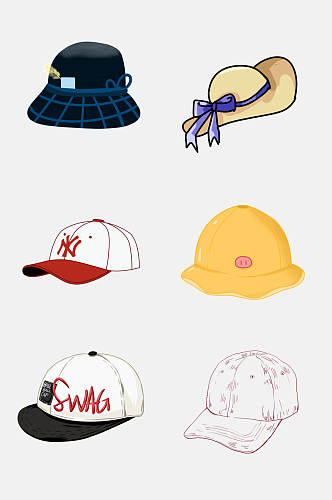 卡通手绘棒球帽帽子免抠素材