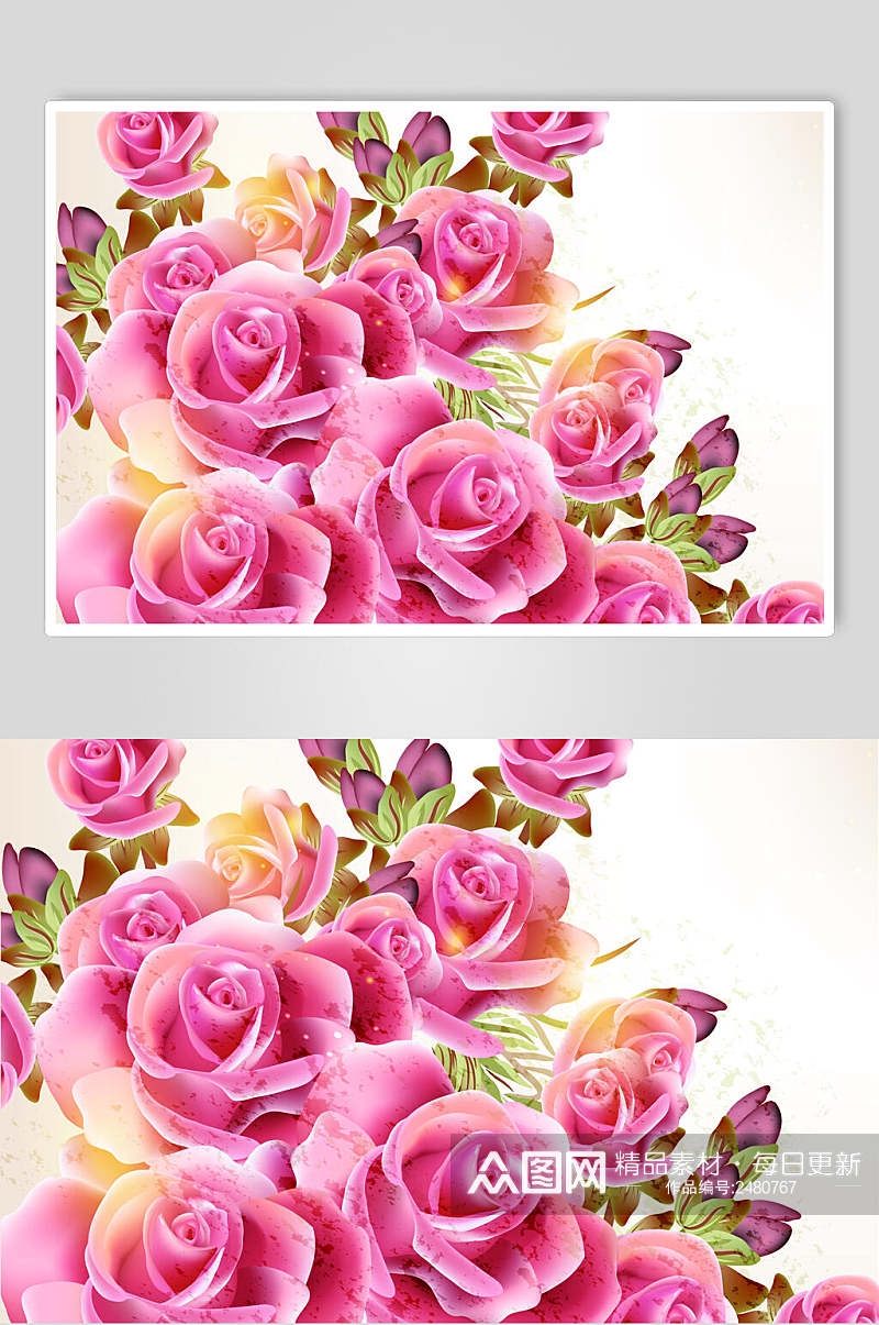 粉色唯美婚礼花朵花卉矢量素材素材