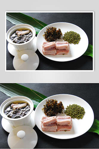 紫菜绿豆排骨汤食物高清图片