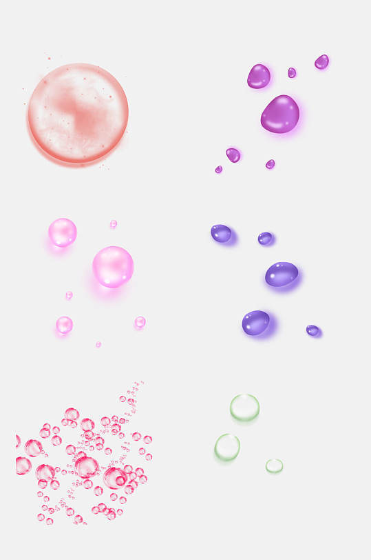 粉紫色水滴水珠雨滴免抠素材