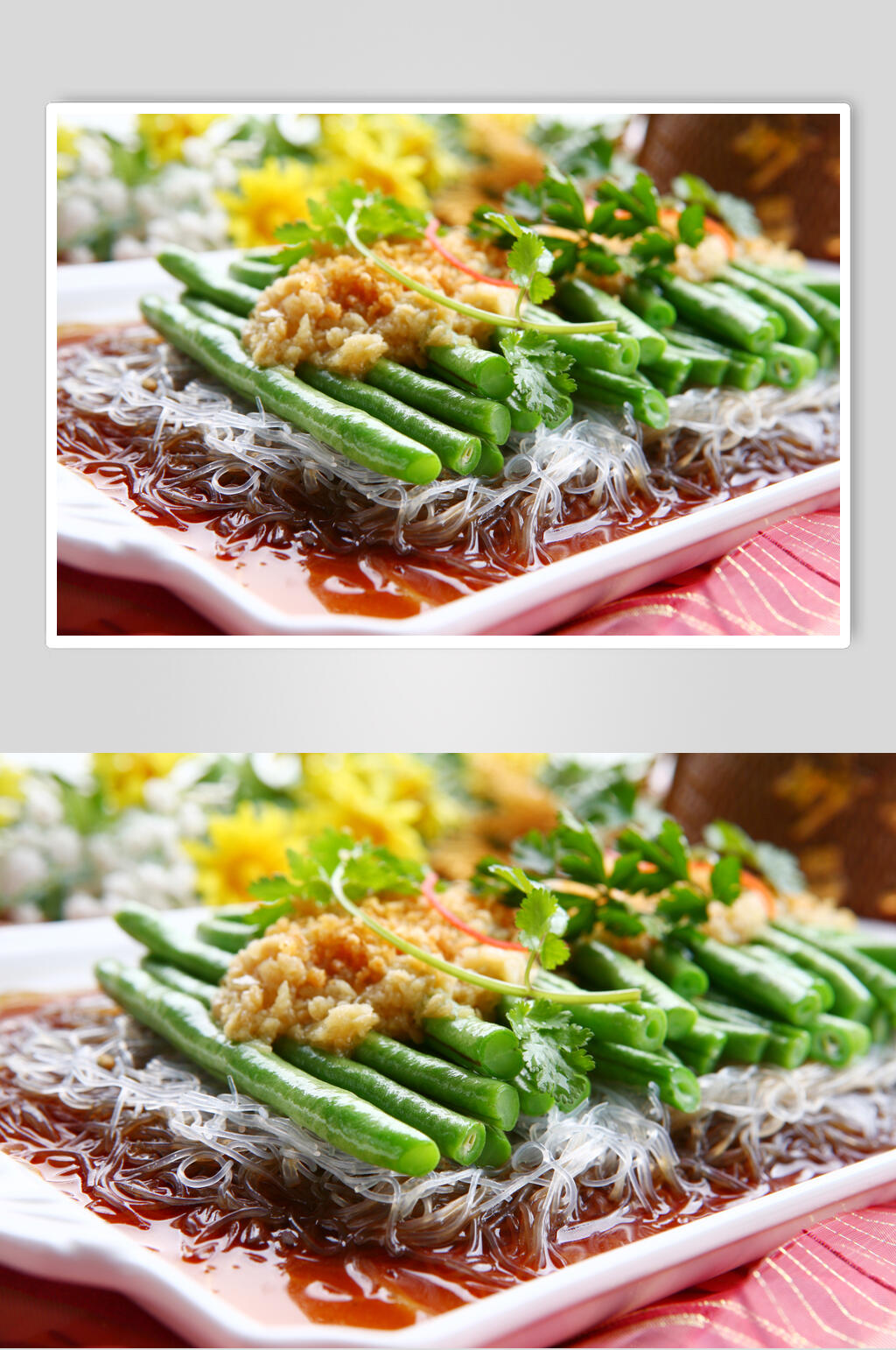 金银蒜茸蒸四季豆食物图片素材
