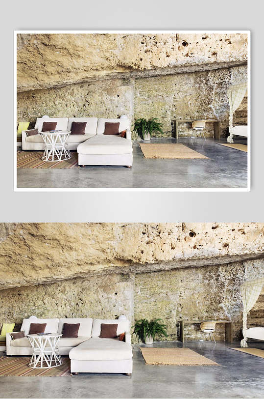 西班牙乡村窑洞民宿客厅高清图片