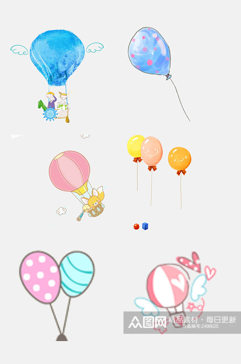 彩色气球热气球免抠素材素材